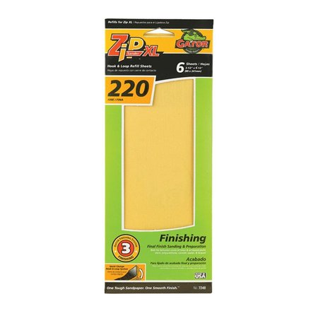 GATOR FINISHING 7249 220 Grit ZipXL Refill Sheet- pack of 5 1338987